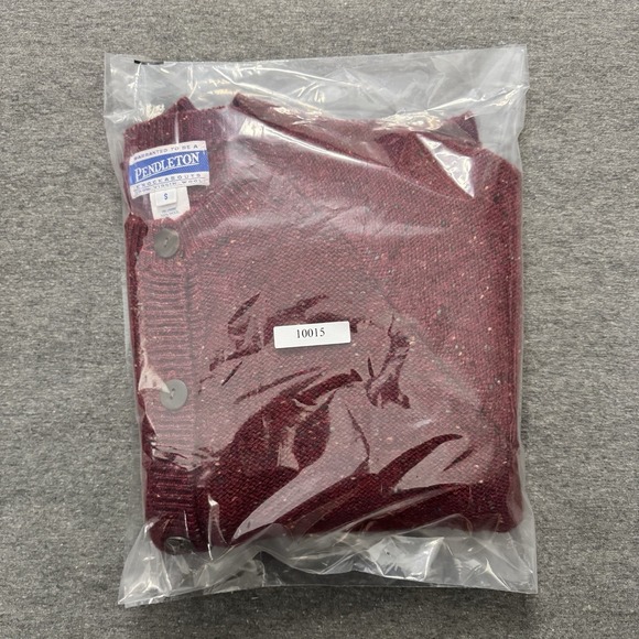 Vintage Pendleton 100% Virgin Wool Speckled Red Knit Cardigan Sweater Sz Small - Picture 10 of 10